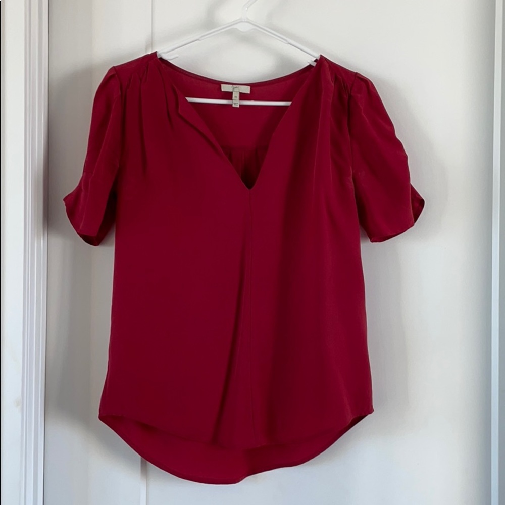 Joie red silk blouse XS